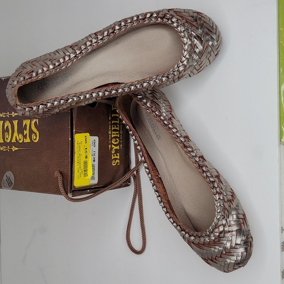 SEYCHELLES Pewter Ballet Flats Woven Metallic Leather 7M - Picture 16 of 16